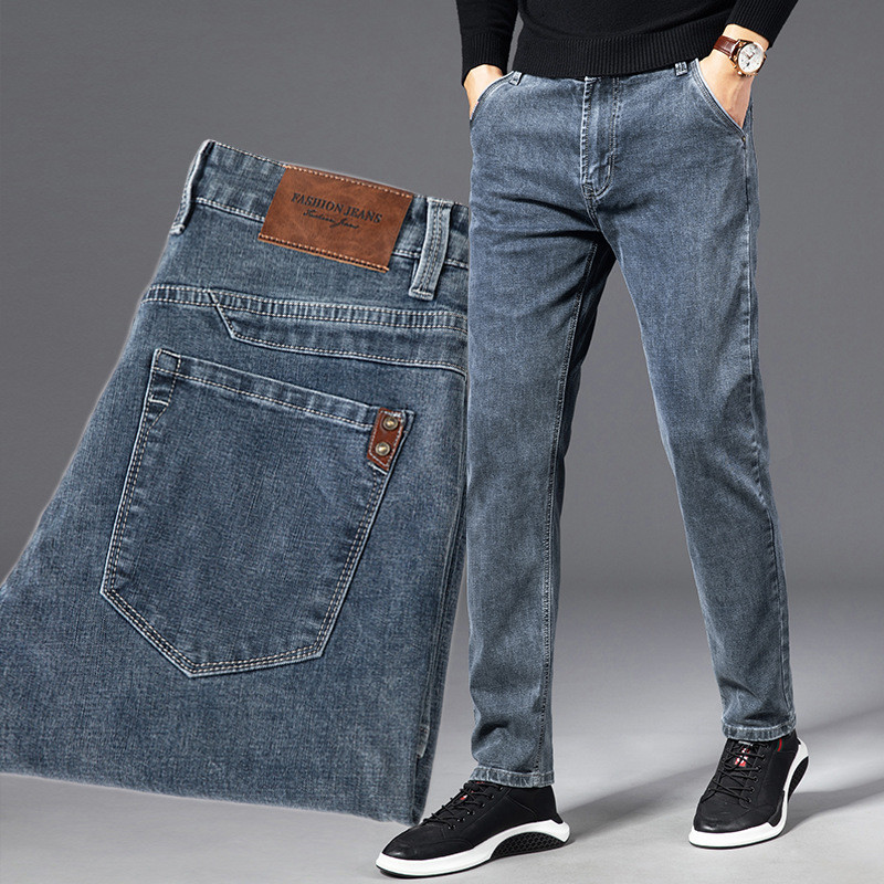 Denim Jeans Straight Stretch Regular Black Classic Vintage Jeans pant for Man.